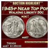 1945-p Walking Liberty Half Dollar Near Top Pop 50