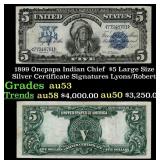 1899 $5 Large Size Silver Certificate Oncpapa Indi