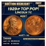 1929-p Lincoln Cent TOP POP! 1c ms67+ rd SEGS