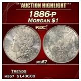 1886-p Morgan Dollar $1 ms67 SEGS