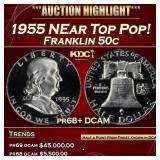 1955 Proof Franklin Half Dollar NEar Top Pop! 50c