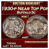1930-p Buffalo Nickel Near Top Pop 5c ms67 SEGS