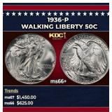 1936-p Walking Liberty Half Dollar 50c ms66+ SEGS