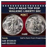 1942-p Walking Liberty Half Dollar Near Top Pop 50
