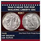1940-s Walking Liberty Half Dollar Near Top Pop 50
