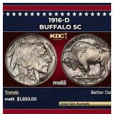 1916-d Buffalo Nickel 5c ms65 SEGS