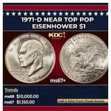 1971-d Eisenhower Dollar Near Top Pop $1 ms67+ SEG