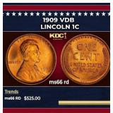 1909 VDB Lincoln Cent 1c Grades ms66 rd