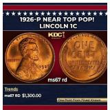 1926-p Lincoln Cent Near Top Pop! 1c ms67 rd SEGS