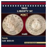 1902 Liberty Nickel 5c Grades ms65