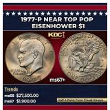 1977-p Eisenhower Dollar Near Top Pop $1 ms67+ SEG