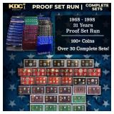 1968-1998 30 Years Proof Set Run - 164 Coins, 31 C