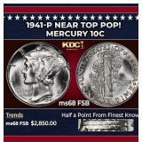 1941-p Mercury Dime Near Top Pop! 10c ms68 FSB SEG