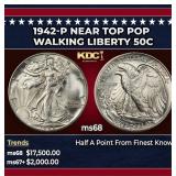 1942-p Walking Liberty Half Dollar Near Top Pop 50