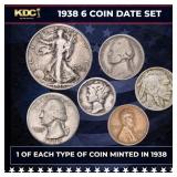 1938 5 Coin Date Set, 1 Of Each Type Of Coin Minte