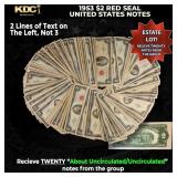 20x 1953 $2 Red Seal United States Note Grades AU/