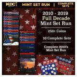 2010-2019 Full Decade Mint Set Run - 254 Coins, 10