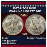 1937-p Walking Liberty Half Dollar TOP POP! 50c ms