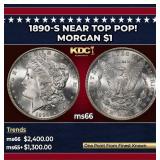 1890-s Morgan Dollar Near Top Pop! $1 ms66 SEGS