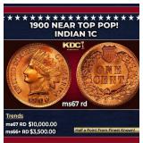 1900 Indian Cent Near Top Pop! 1c ms67 rd SEGS