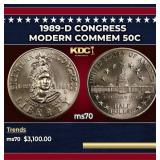 1989-d Congress Modern Commem Half Dollar 50c ms70