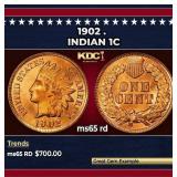1902 Indian Cent . 1c Grades ms65 rd
