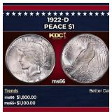 1922-d Peace Dollar $1 ms66 SEGS