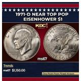 1971-d Eisenhower Dollar Near Top Pop $1 ms67 SEGS