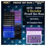 1970-1989 2 Decades Proof Set Run - 110 Coins, 10