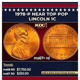 1978-p Lincoln Cent Near Top Pop 1c ms67+ rd SEGS