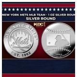New York Mets MLB Team - 1 oz Silver Round Round