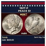 1927-p Peace Dollar $1 Grades ms64