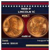 1909-p Lincoln Cent 1c Grades ms66 rd