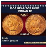 1906 Indian Cent Near Top Pop! 1c ms66 rd SEGS
