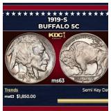 1919-s Buffalo Nickel 5c ms63 USCG