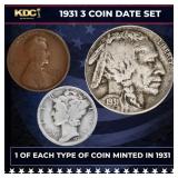 1931 5 Coin Date Set, 1 Of Each Type Of Coin Minte