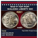 1940-p Walking Liberty Half Dollar TOP POP! 50c ms
