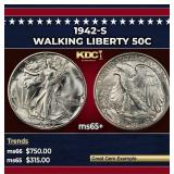 1942-s Walking Liberty Half Dollar 50c Grades ms65