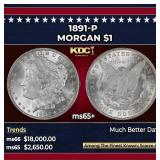 1891-p Morgan Dollar $1 ms65+ SEGS
