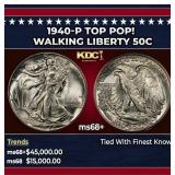1940-p Walking Liberty Half Dollar TOP POP! 50c ms