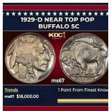 1929-d Buffalo Nickel Near Top Pop 5c ms67 SEGS