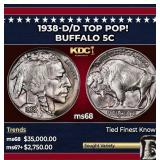 1938-d/d Buffalo Nickel TOP POP! 5c ms68 SEGS