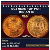 1902 Indian Cent Near Top Pop! 1c ms67 rd SEGS