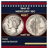 1941-d Mercury Dime 10c ms67 fsb SEGS