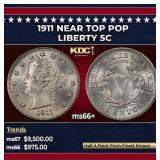 1911 Liberty Nickel Near Top Pop 5c ms66+ SEGS