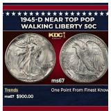 1945-d Walking Liberty Half Dollar Near Top Pop 50