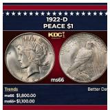 1922-d Peace Dollar $1 ms66 SEGS