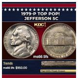 1979-p Jefferson Nickel TOP POP! 5c ms66 5fs SEGS