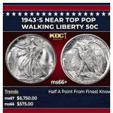 1943-s Walking Liberty Half Dollar Near Top Pop 50