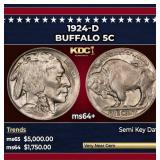 1924-d Buffalo Nickel 5c ms64+ SEGS